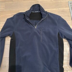Nautica Navy and Black Quarter-Zip Pullover
